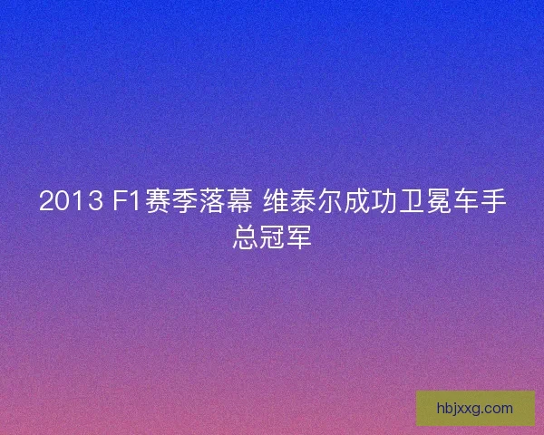 2013 F1赛季落幕 维泰尔成功卫冕车手总冠军