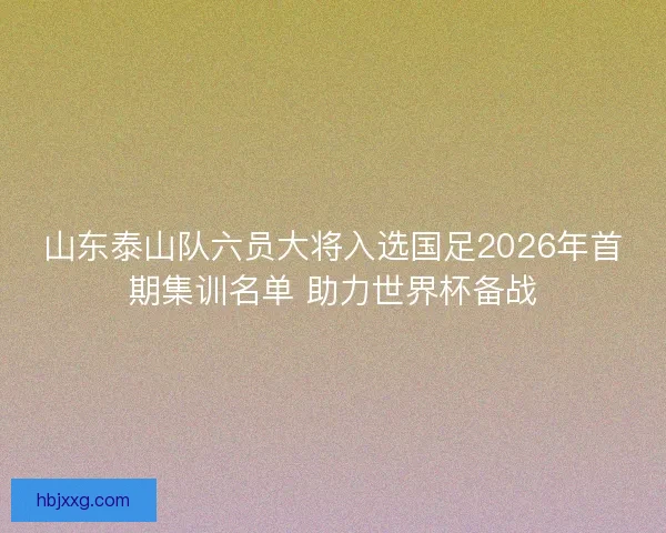 山东泰山队六员大将入选国足2026年首期集训名单 助力世界杯备战